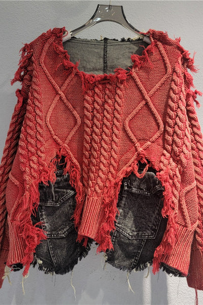 Denim Patchwork Sweater