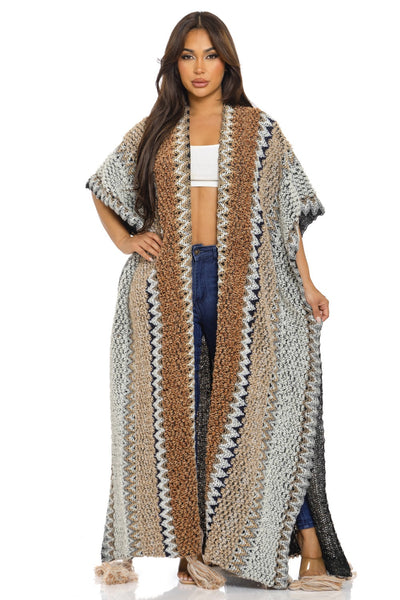 Long Boho Crochet Cardigan