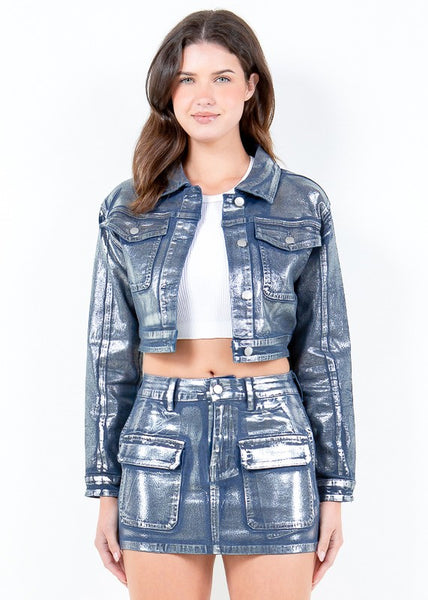 Bad Girl Metallic Denim Jacket