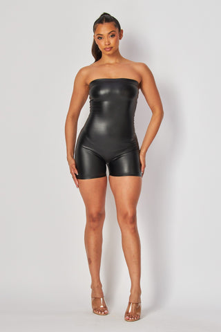 Faux Leather Mini Romper