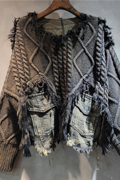Denim Patchwork Sweater