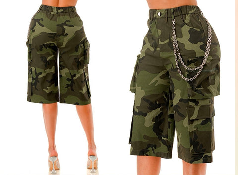 Camo and Chains Bermuda Shorts
