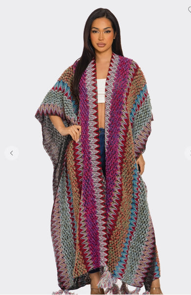 Long Boho Crochet Cardigan
