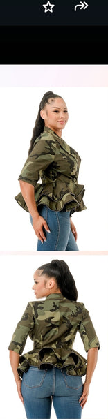 CAMO RUFFLE JACKET